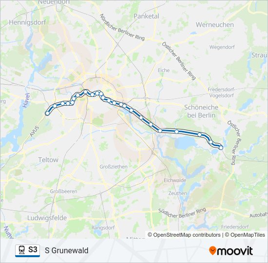 Поезд S3: карта маршрута