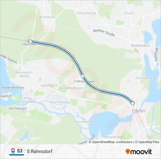 Поезд S3: карта маршрута