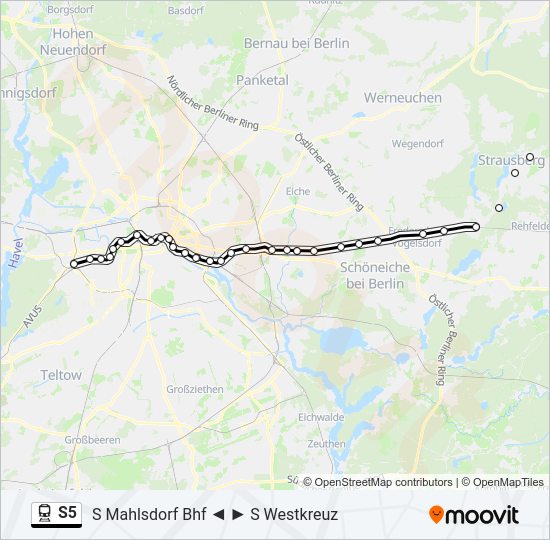 Поезд S5: карта маршрута