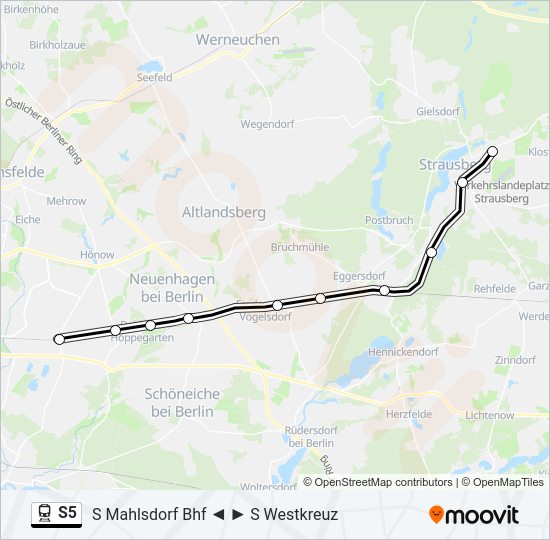 Поезд S5: карта маршрута