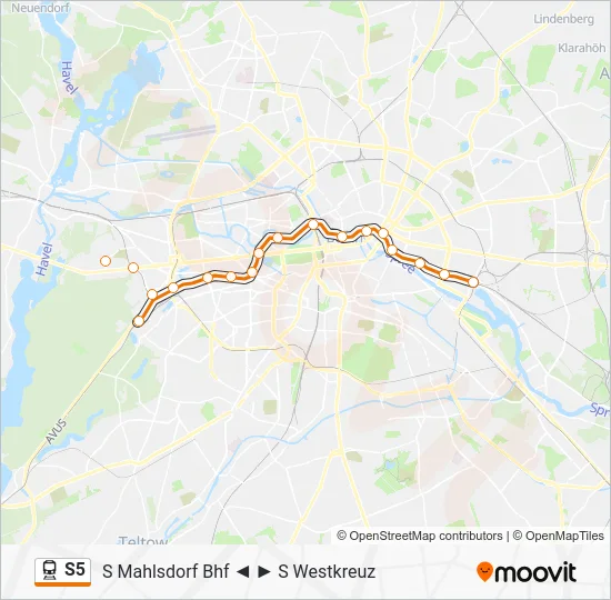 Поезд S5: карта маршрута