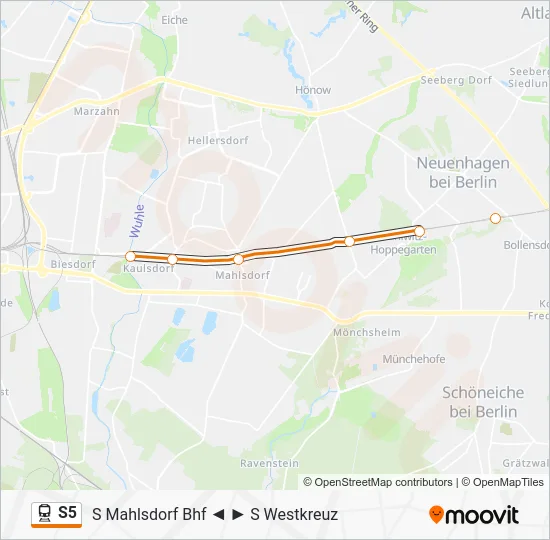 Поезд S5: карта маршрута