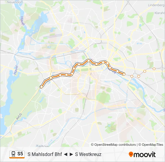 Bahnlinie S5 Karte