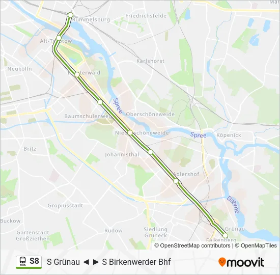 Поезд S8: карта маршрута