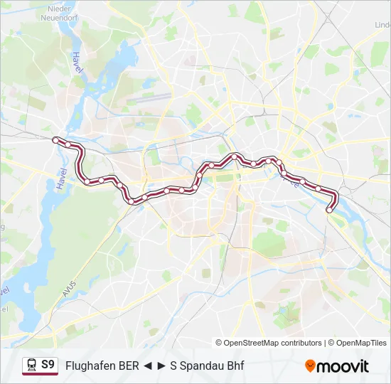 Bahnlinie S9 Karte