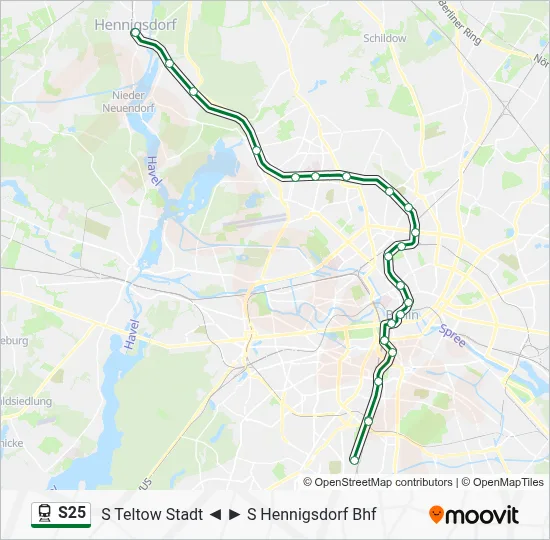 Bahnlinie S25 Karte