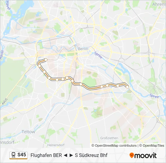 Поезд S45: карта маршрута
