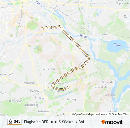 Поезд S45: карта маршрута