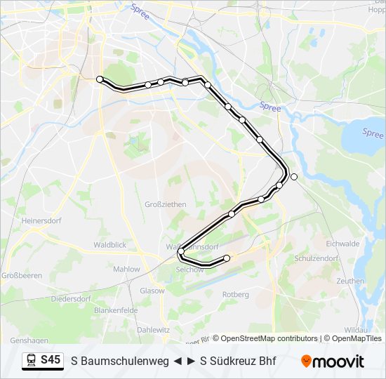 Поезд S45: карта маршрута