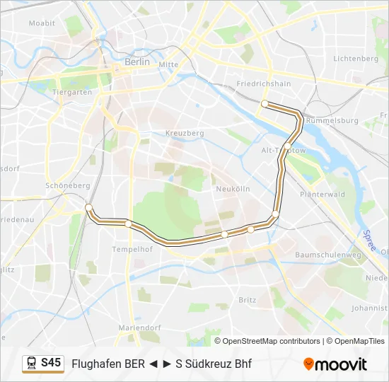 Поезд S45: карта маршрута