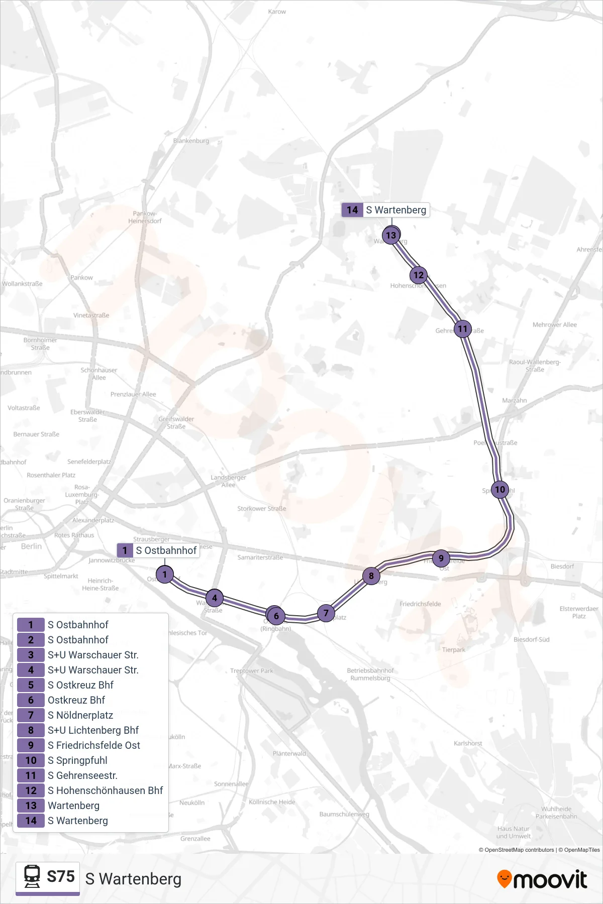 Linie S75 (Bahn) Richtung S Wartenberg: Route und Haltestellen auf der Karte