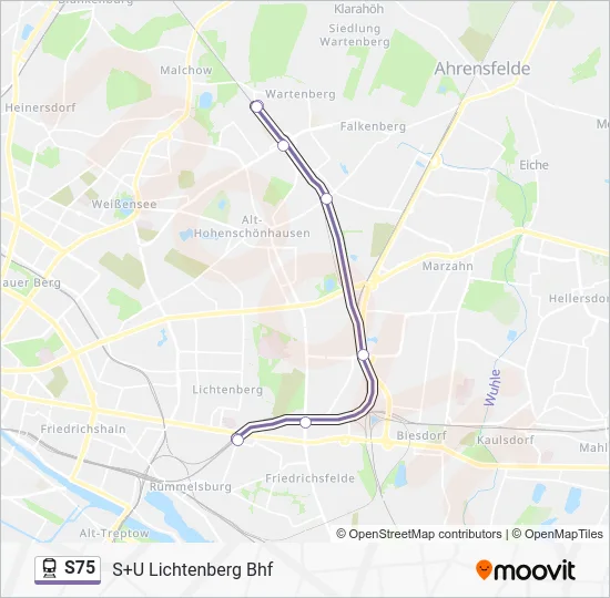 Поезд S75: карта маршрута