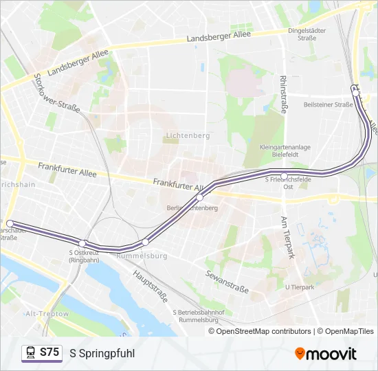 Поезд S75: карта маршрута