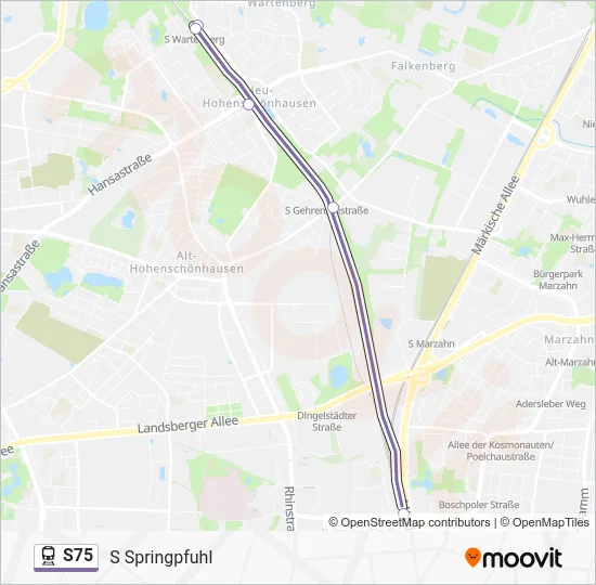 Поезд S75: карта маршрута