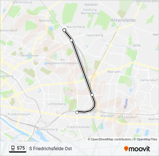 Поезд S75: карта маршрута
