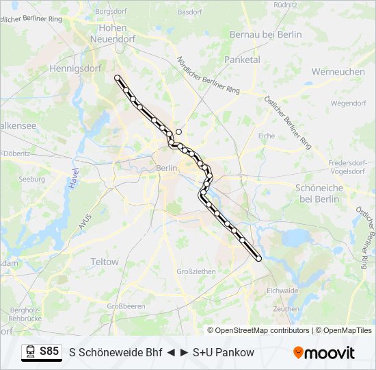 Bahnlinie S85 Karte