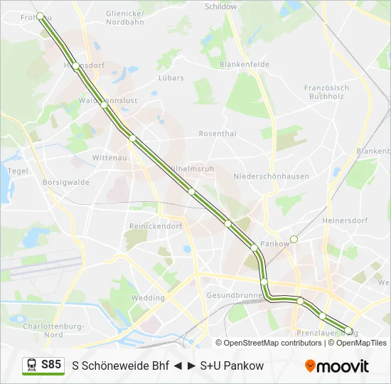 Поезд S85: карта маршрута