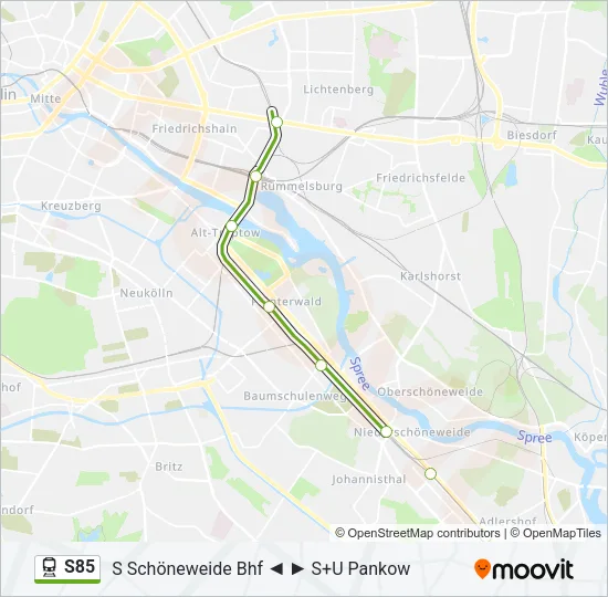 Поезд S85: карта маршрута