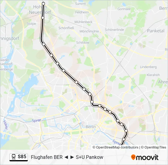 Bahnlinie S85 Karte