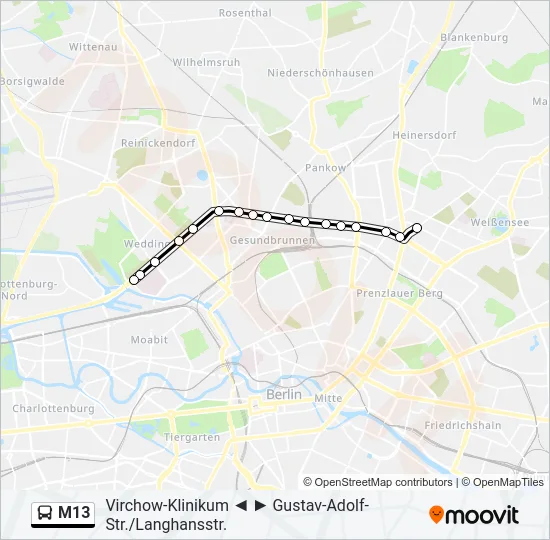 M13 Bus Line Map