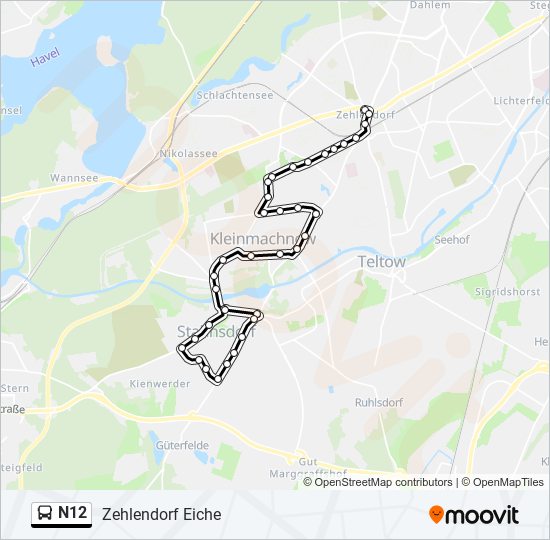 N12 bus Line Map