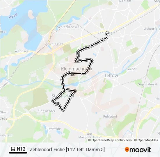 N12 Bus Line Map
