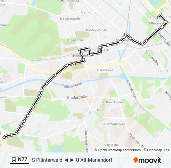 N77 Bus Line Map