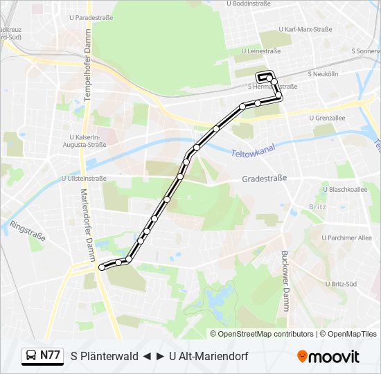 N77 bus Line Map