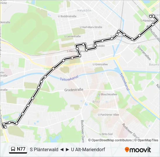 N77 Bus Line Map