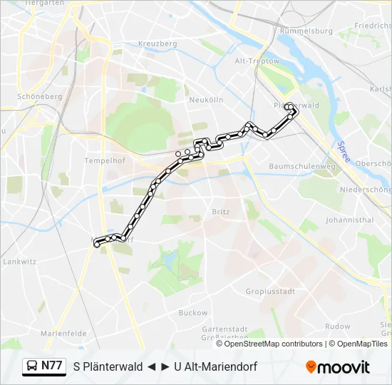 N77 Bus Line Map