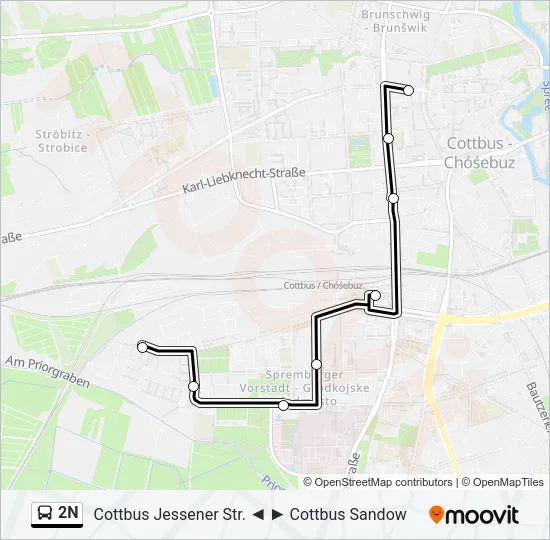Автобус 2N: карта маршрута