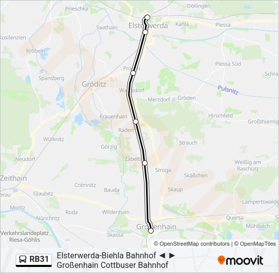 Автобус RB31: карта маршрута