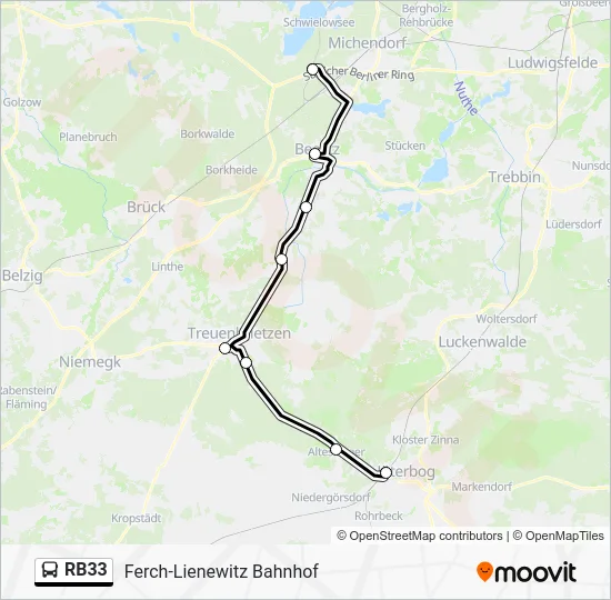 Автобус RB33: карта маршрута