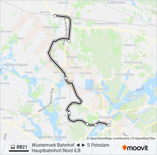 Buslinie RB21 Karte