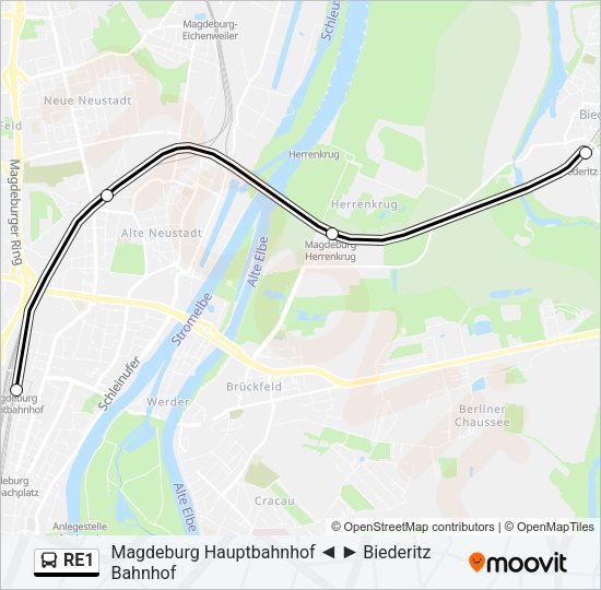 Автобус RE1: карта маршрута