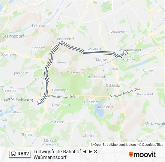 Автобус RB32: карта маршрута