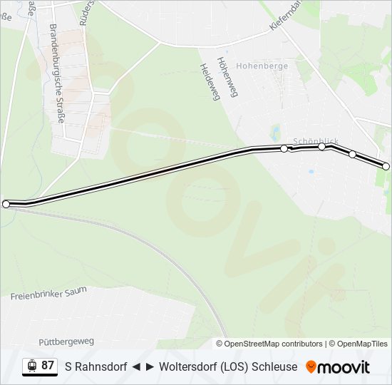 Straßenbahnlinie 87 Karte