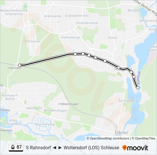 Straßenbahnlinie 87 Karte