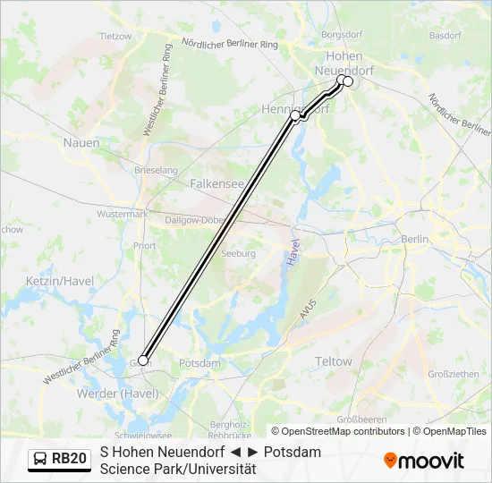 Автобус RB20: карта маршрута