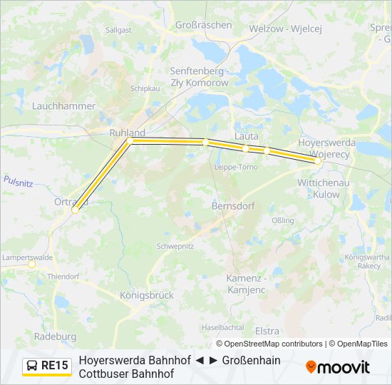 Автобус RE15: карта маршрута
