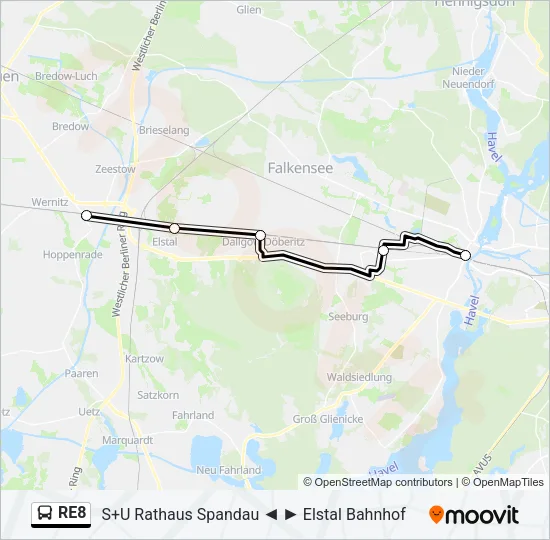 Автобус RE8: карта маршрута