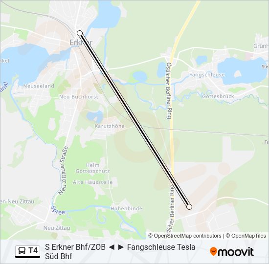 Buslinie T4 Karte