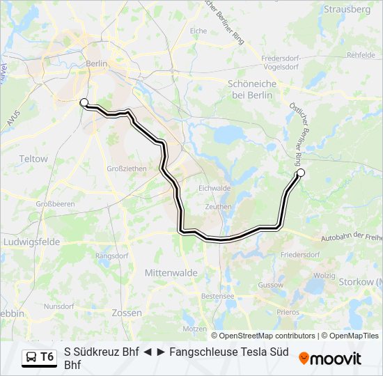 Buslinie T6 Karte