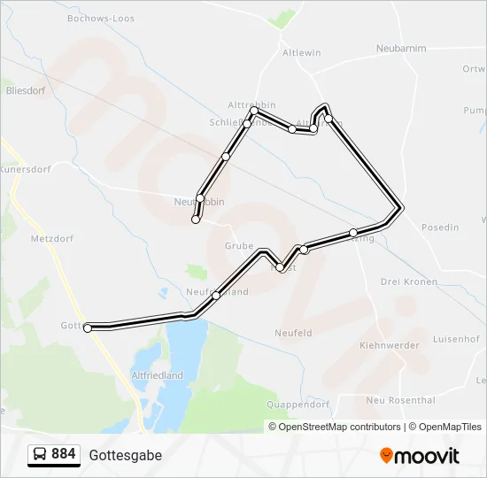 Автобус 884: карта маршрута
