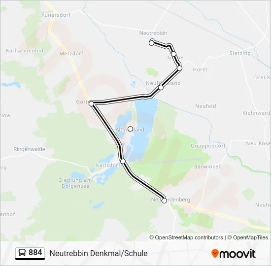 Автобус 884: карта маршрута