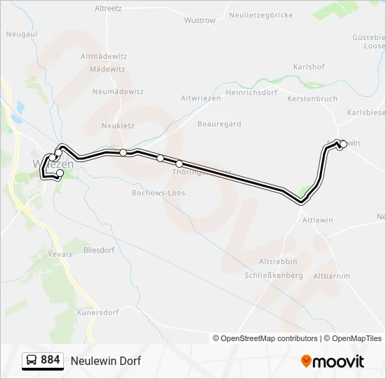 Автобус 884: карта маршрута