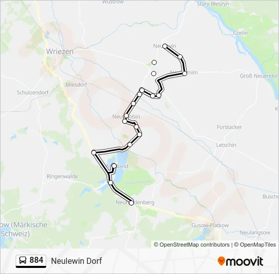 Автобус 884: карта маршрута