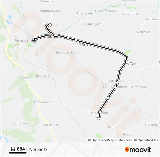Автобус 884: карта маршрута