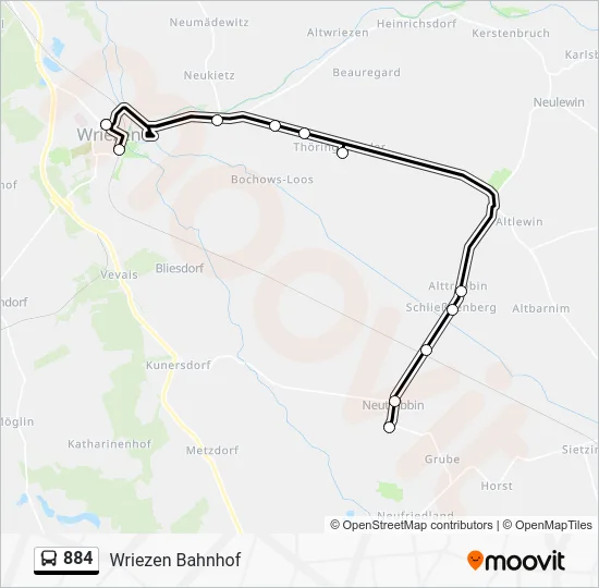 Автобус 884: карта маршрута