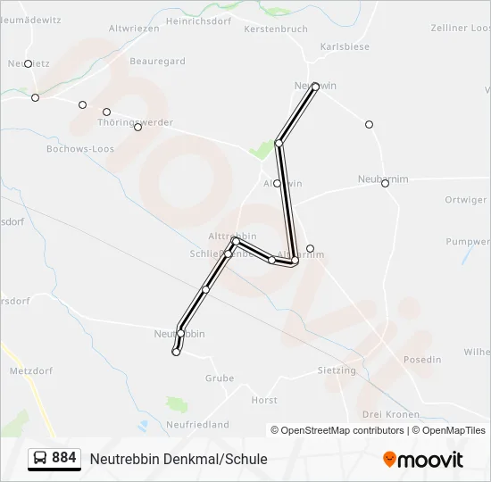 Автобус 884: карта маршрута